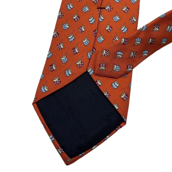 BROOKS BROTHERS Orange Drum Silk DESIGNER Tie USA - Picture 4 of 4